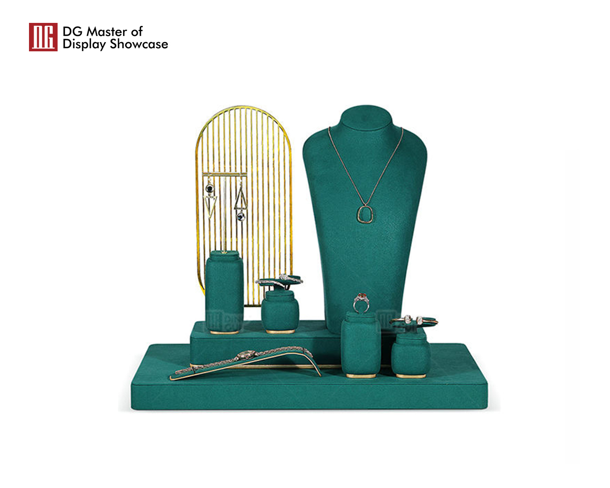 Stainless Steel Velvet Jewelry Display Showcase 6