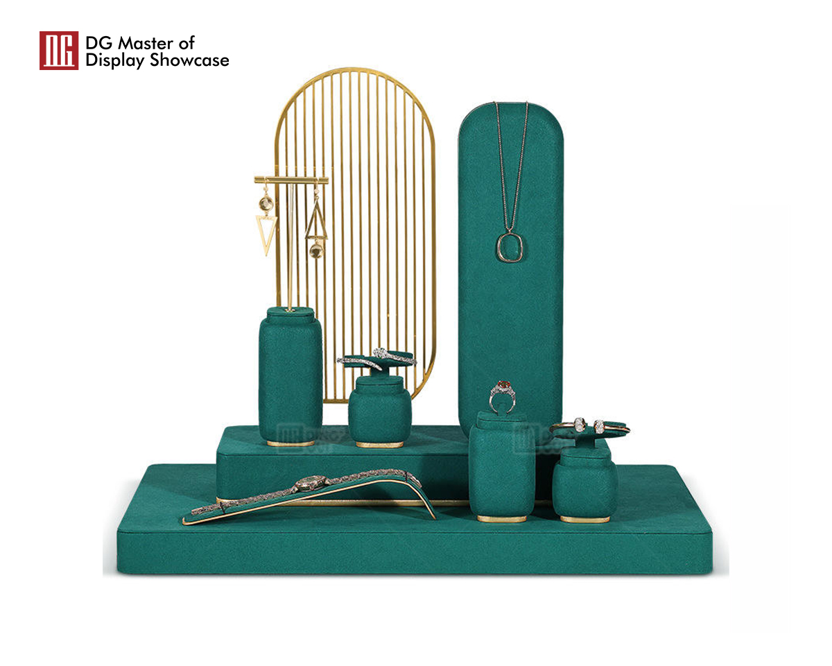 Stainless Steel Velvet Jewelry Display Showcase 7