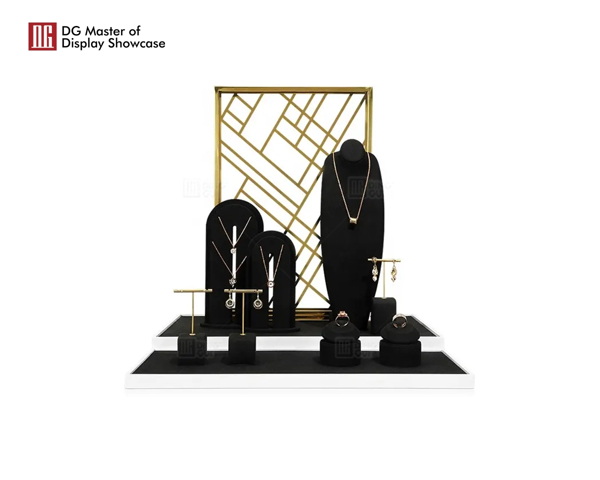 Ekspozytor na biżuterię DG Window z czarnej mikrofibry, ekspozytor na biżuterię, zestaw modeli do ekspozycji 1