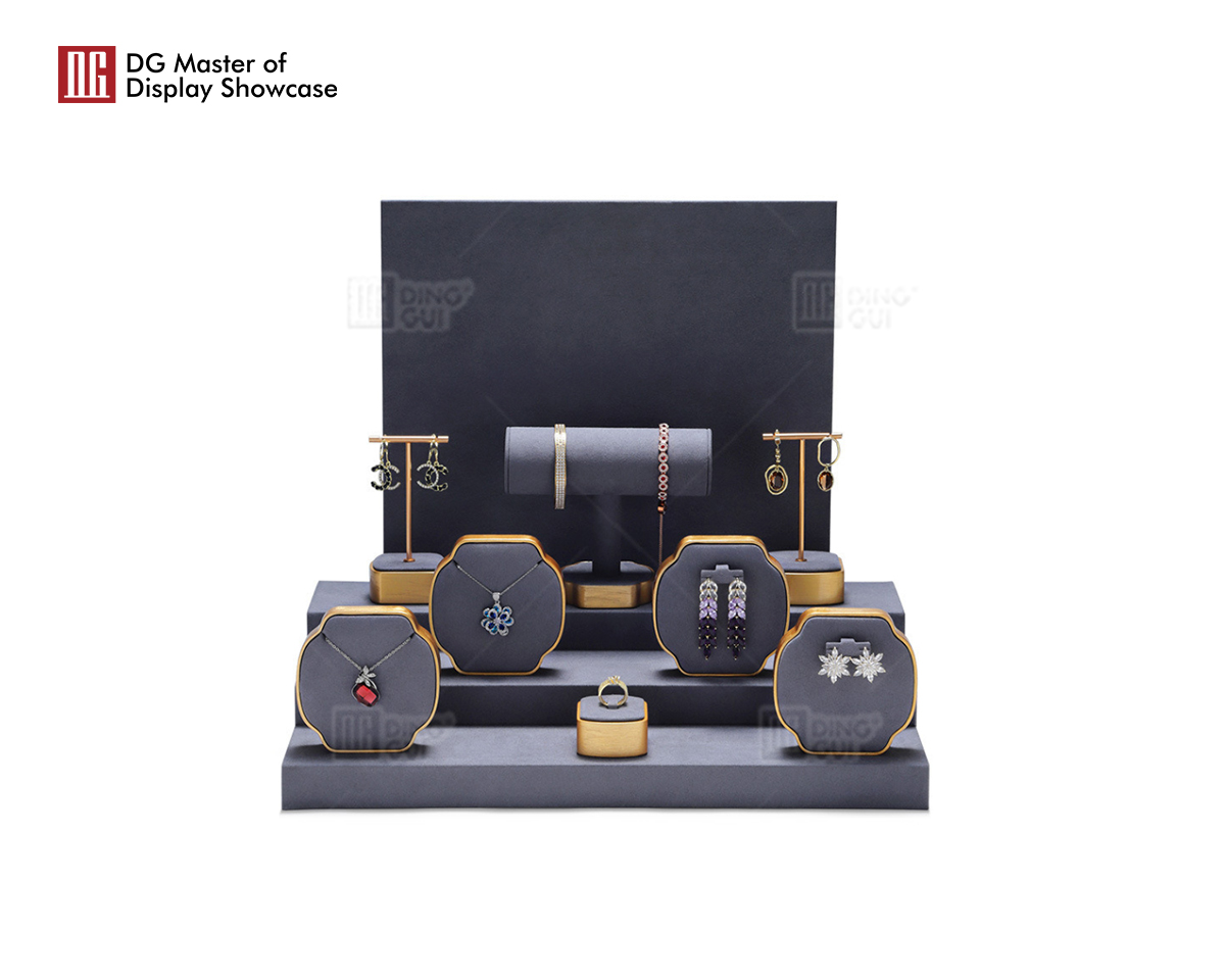 DG နောက်ဆုံးထွက်စိတ်ကြိုက် Window လက်ဝတ်ရတနာ Display Holder Props လက်ကောက် လက်စွပ် လည်ဆွဲ နားကွင်း လက်ဝတ်ရတနာ Display Stand Set 10