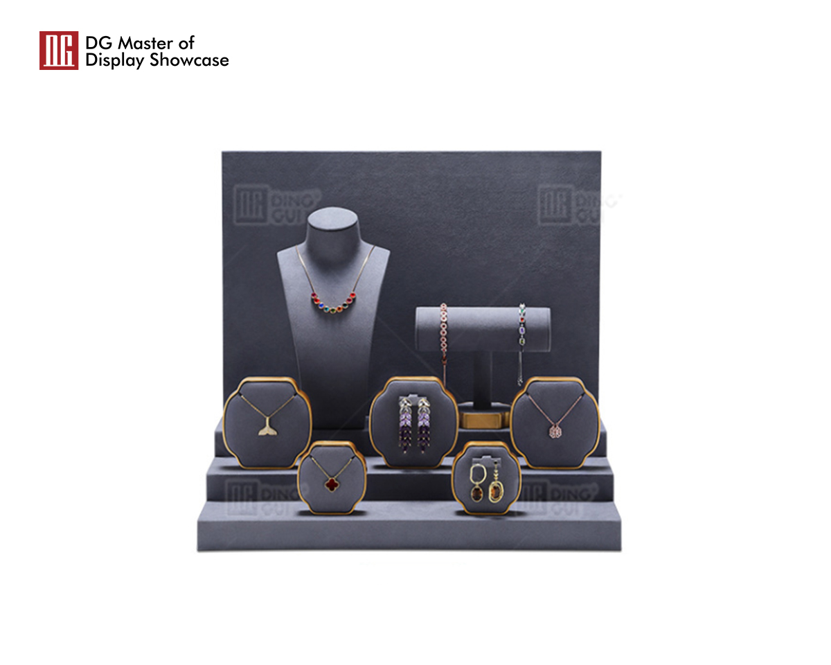 DG နောက်ဆုံးထွက်စိတ်ကြိုက် Window လက်ဝတ်ရတနာ Display Holder Props လက်ကောက် လက်စွပ် လည်ဆွဲ နားကွင်း လက်ဝတ်ရတနာ Display Stand Set 8