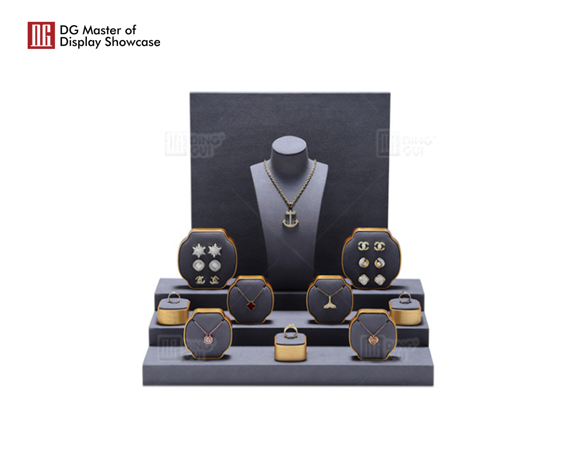 DG နောက်ဆုံးထွက်စိတ်ကြိုက် Window လက်ဝတ်ရတနာ Display Holder Props လက်ကောက် လက်စွပ် လည်ဆွဲ နားကွင်း လက်ဝတ်ရတနာ Display Stand Set 9