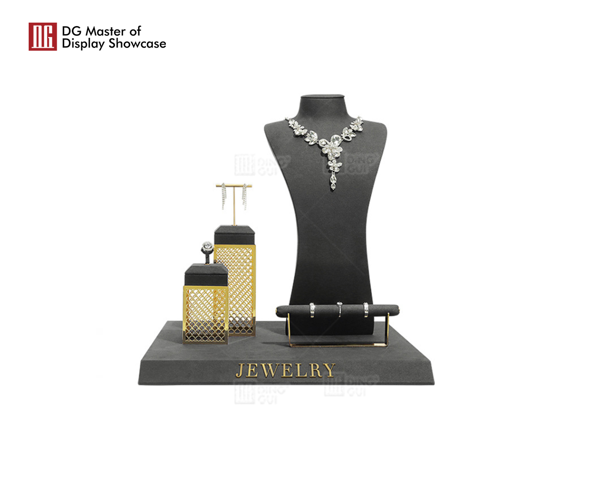 Hot sale custom luxury high quality earrings pendant necklace bust jewelry display stand set 9