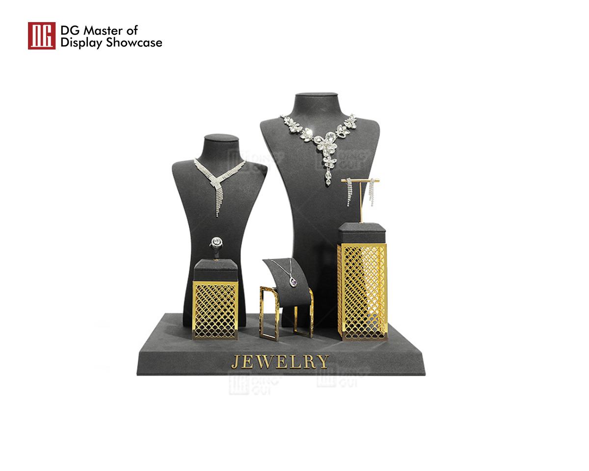 Hot sale custom luxury high quality earrings pendant necklace bust jewelry display stand set 7