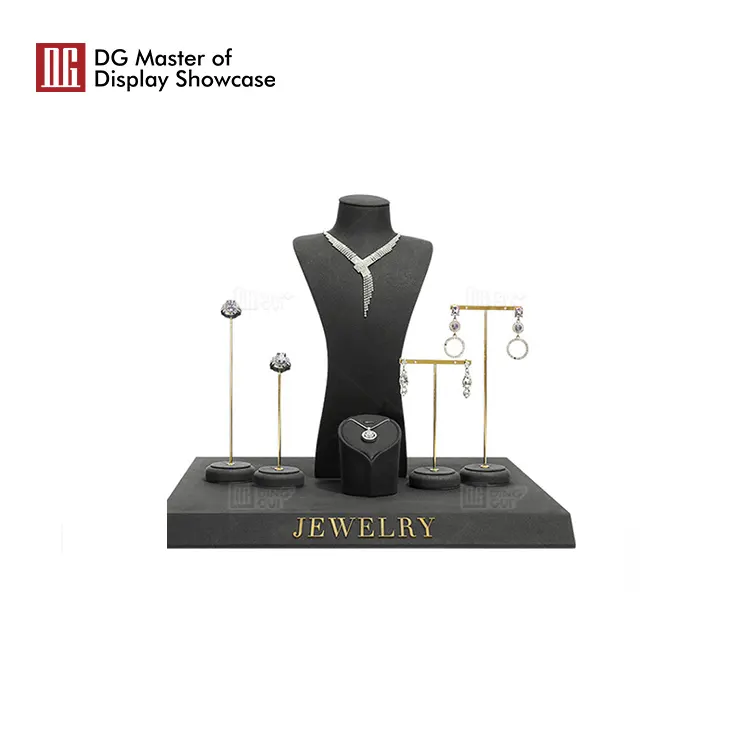 Stainless Steel & Flannel Jewelry Display Stand 3