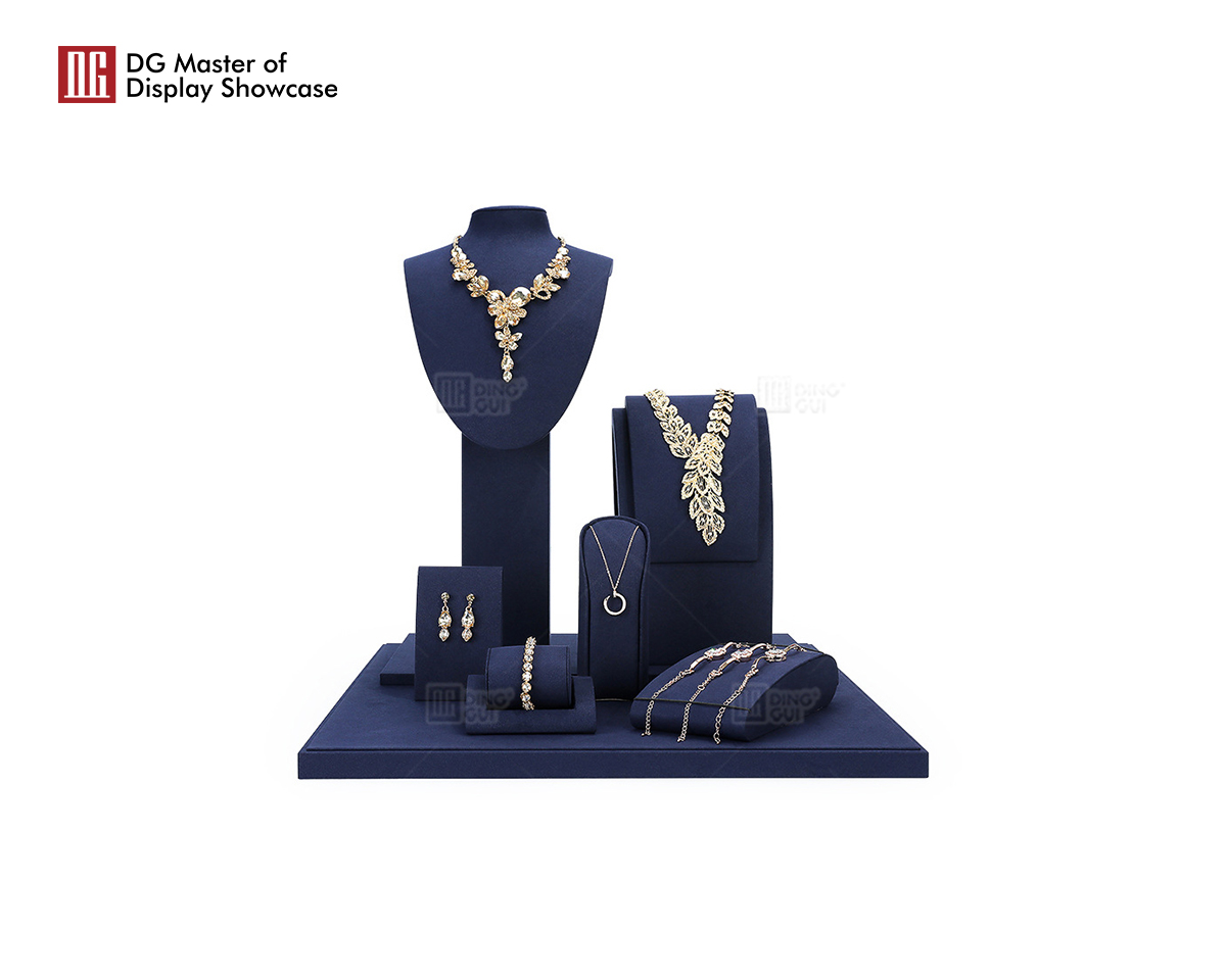 New design high quality metal microfiber jewelry necklace bracelet ring earring jewellery of display prop 7