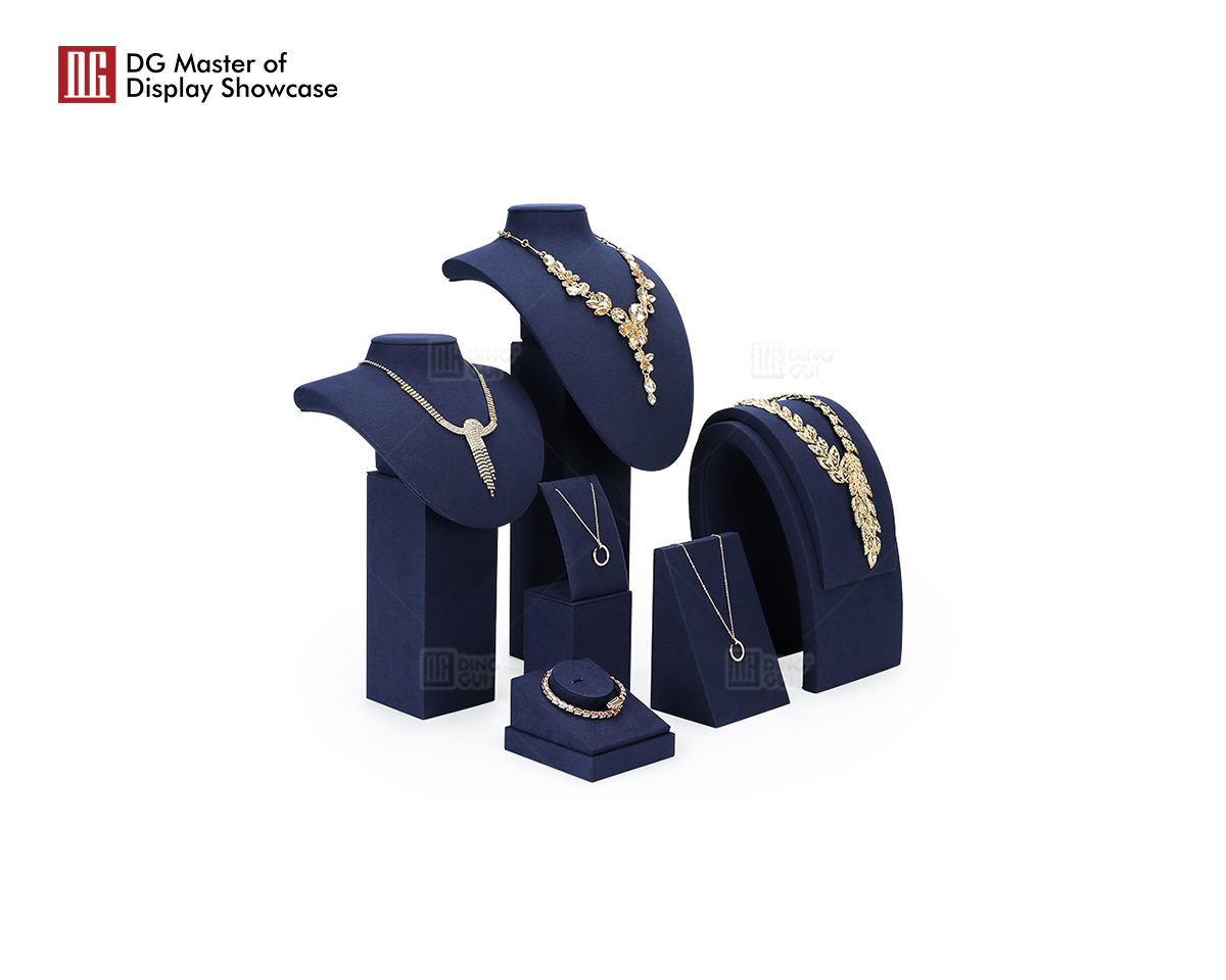 New design high quality metal microfiber jewelry necklace bracelet ring earring jewellery of display prop 8