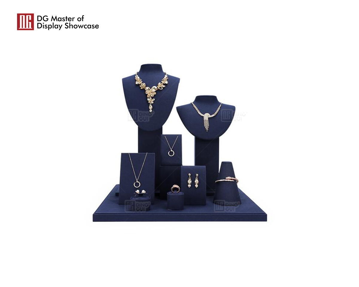 New design high quality metal microfiber jewelry necklace bracelet ring earring jewellery of display prop 6