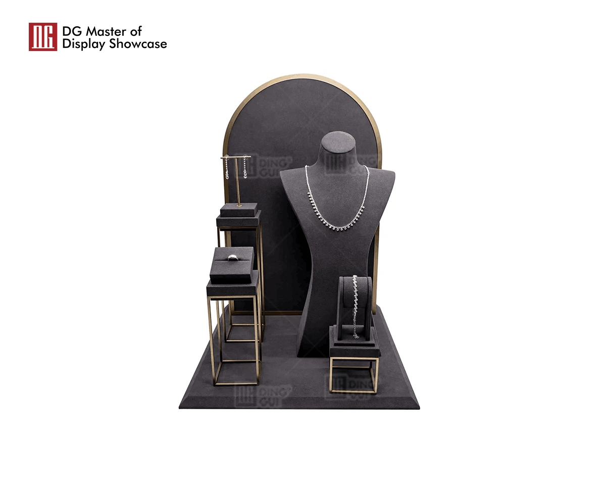 Ξύλινη πολυτελής βάση επίδειξης κοσμημάτων DG, προσαρμοσμένη σε ξύλινο πλαίσιο, στηρίγματα επίδειξης κοσμημάτων 1