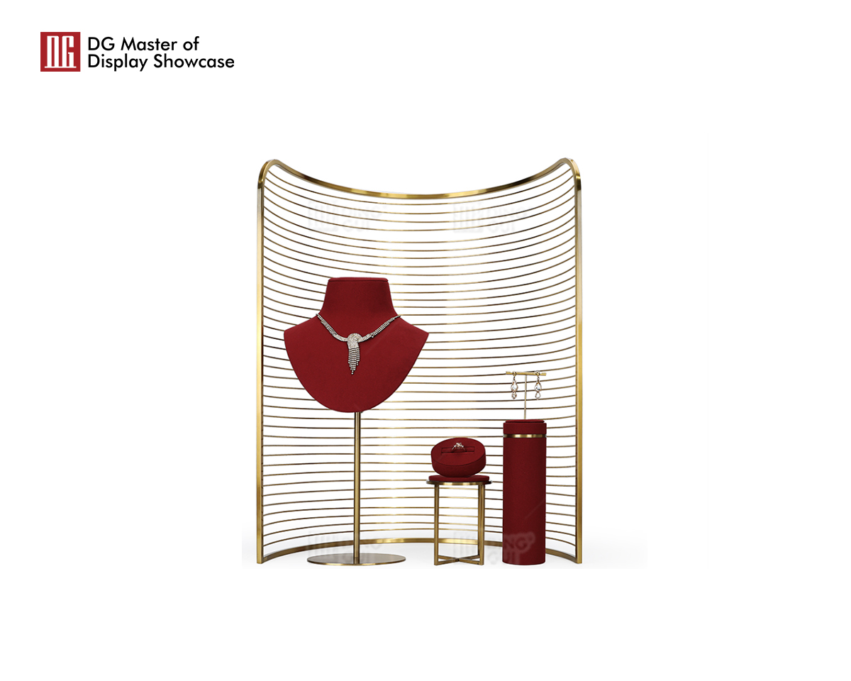 High Quality Metal Wine Red jewelry display Necklace Rings Pendant Earrings Display Holder Jewelry Display Stand 7