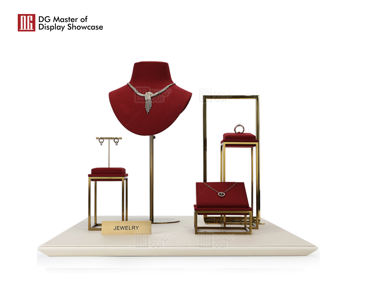 High Quality Metal Wine Red jewelry display Necklace Rings Pendant Earrings Display Holder Jewelry Display Stand 10