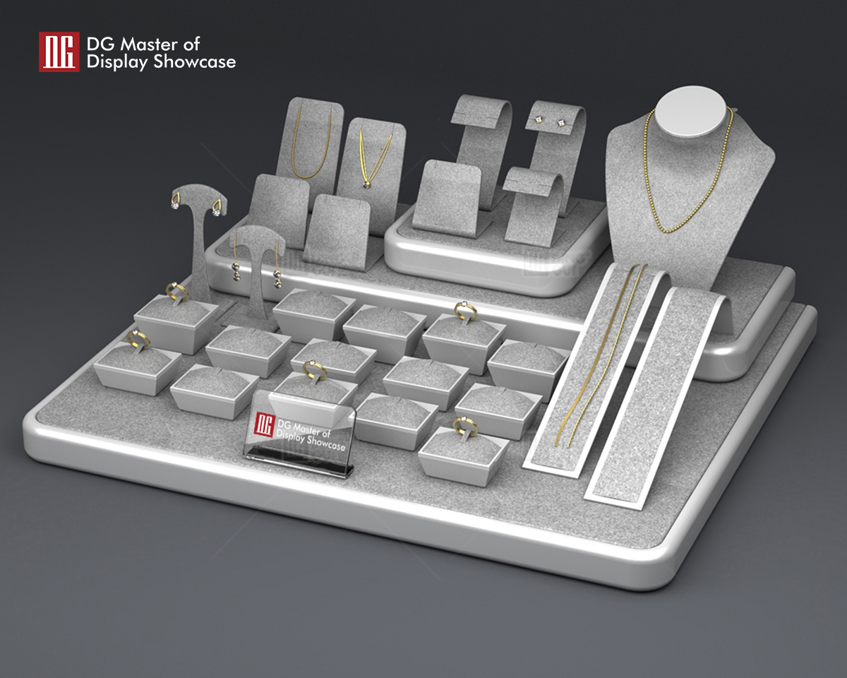 Stainless Steel Velvet Jewelry Display Stand - Elegant and Durable 6