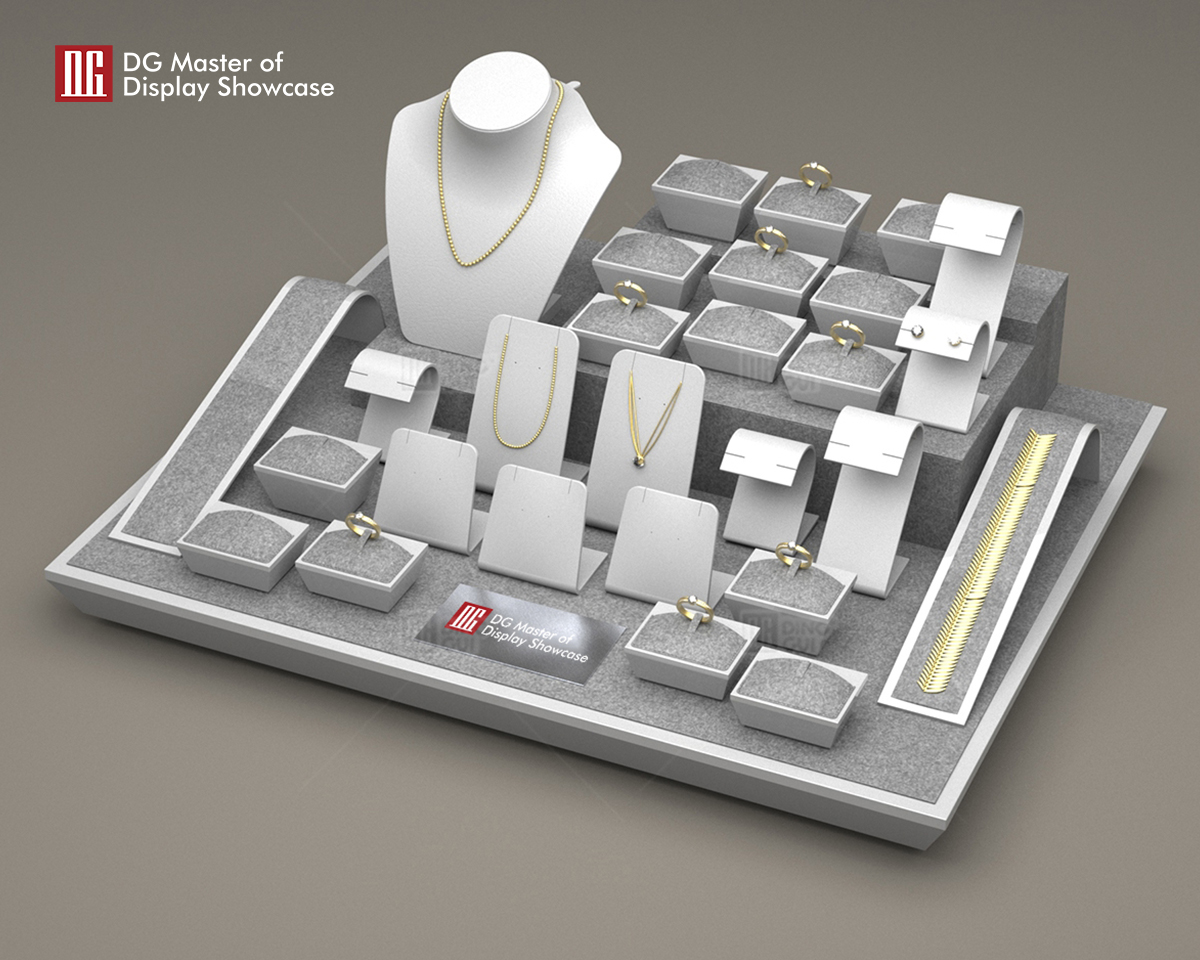 Stainless Steel Velvet Jewelry Display Stand - Elegant and Durable 7