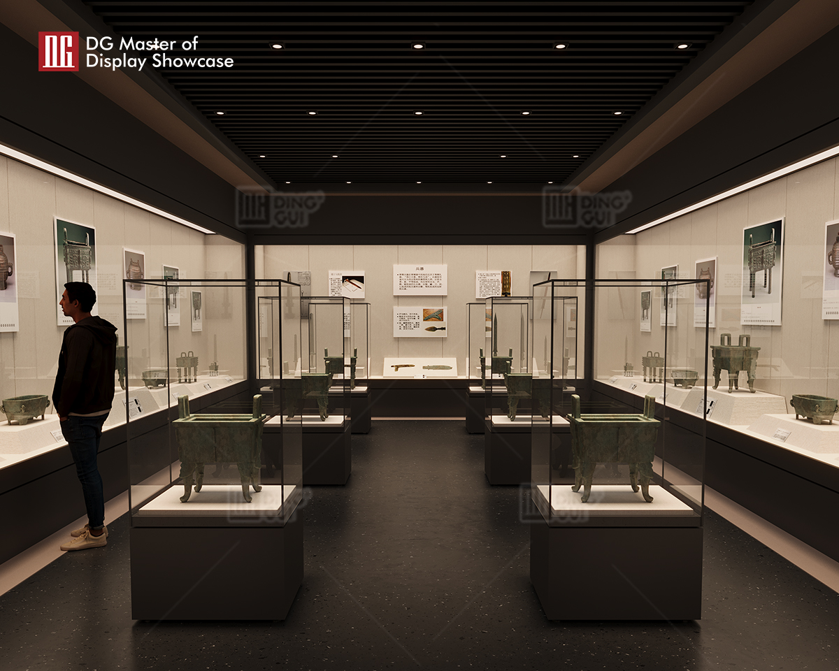 Na-customize ng DG ang bagong disenyo ng high-end na fashion museum upright showcase 10