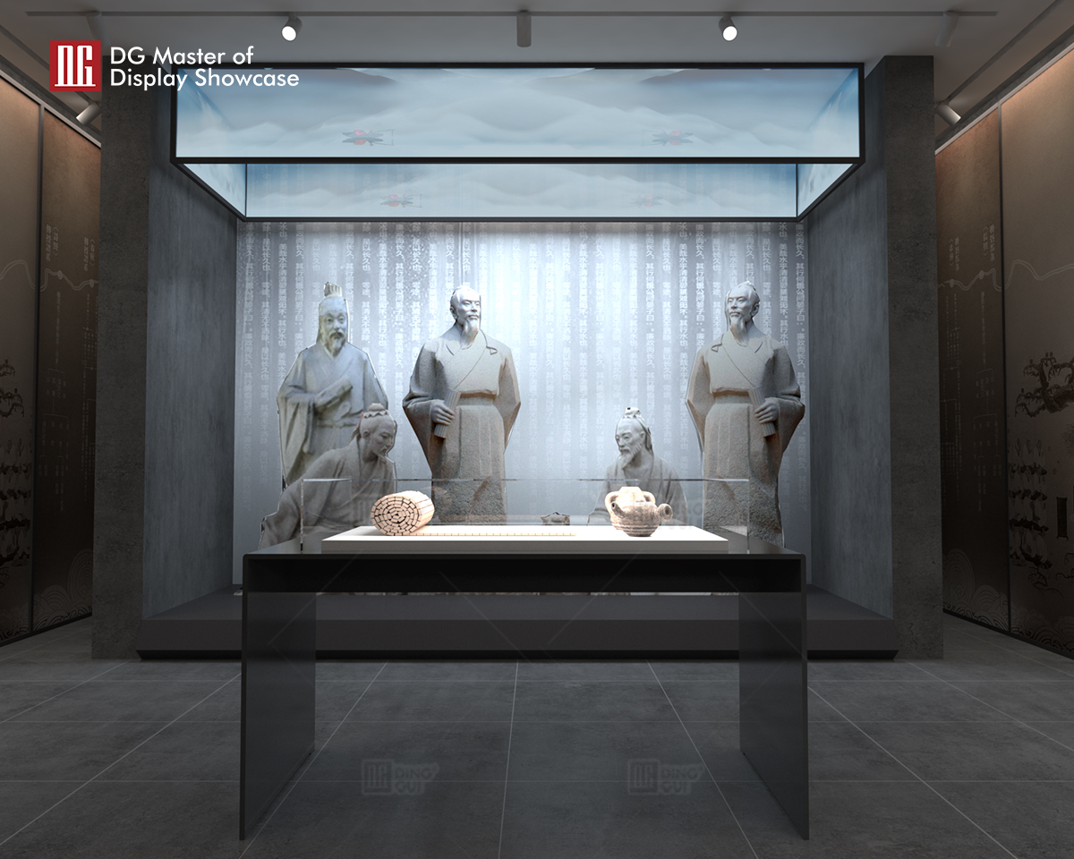 Customized high quality frameless glass museum style display cases manufacturer 10