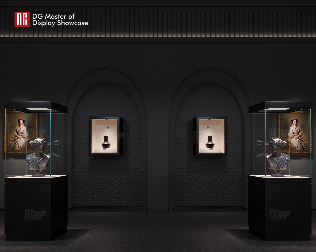 DG black high-end upright custom museum display showcase 10
