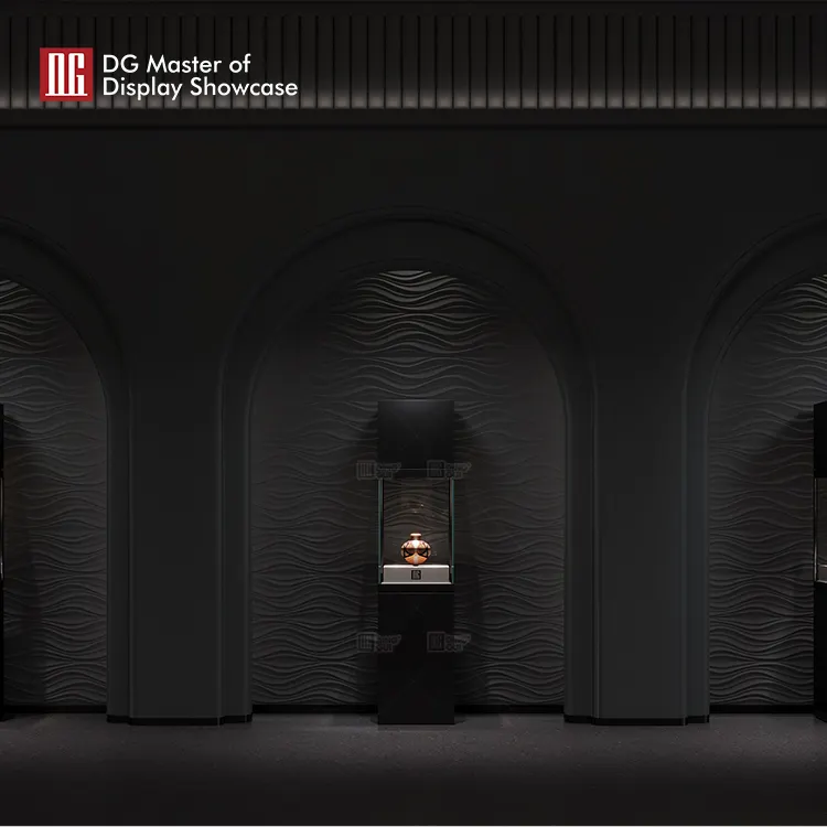 DG Museum Display Showcase: High-quality Black Steel and Ultra-White Glass, Optional Temp & Humidity Control 5