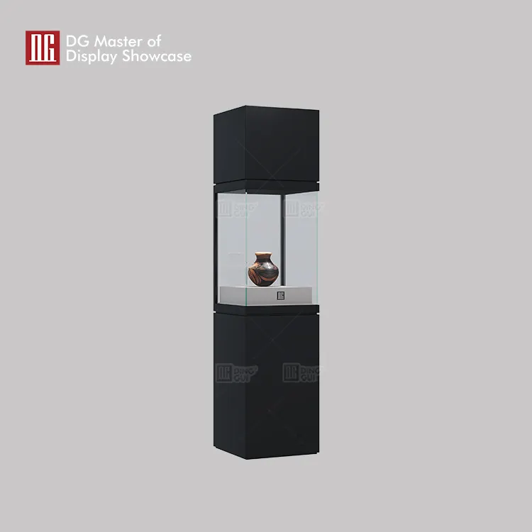 DG Museum Display Showcase: High-quality Black Steel and Ultra-White Glass, Optional Temp & Humidity Control 2