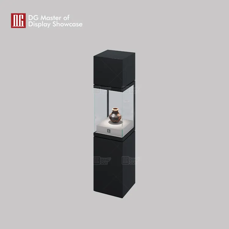 DG Museum Display Showcase: High-quality Black Steel and Ultra-White Glass, Optional Temp & Humidity Control 4