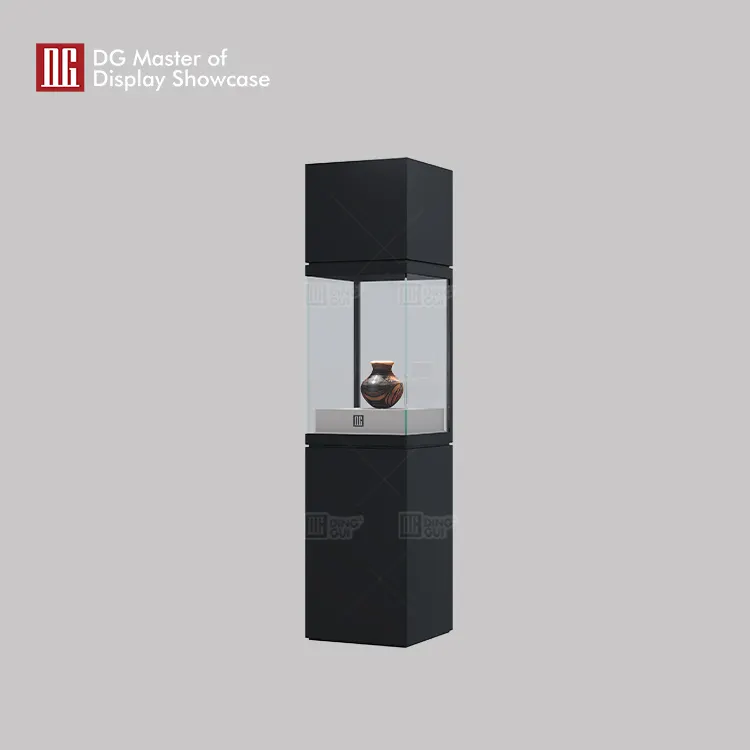DG Museum Display Showcase: High-quality Black Steel and Ultra-White Glass, Optional Temp & Humidity Control 3