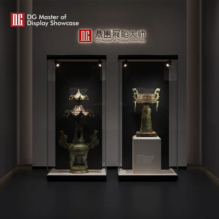 one stop solution transparent glass museum showcase podium design solution | DG Display Showcase 5