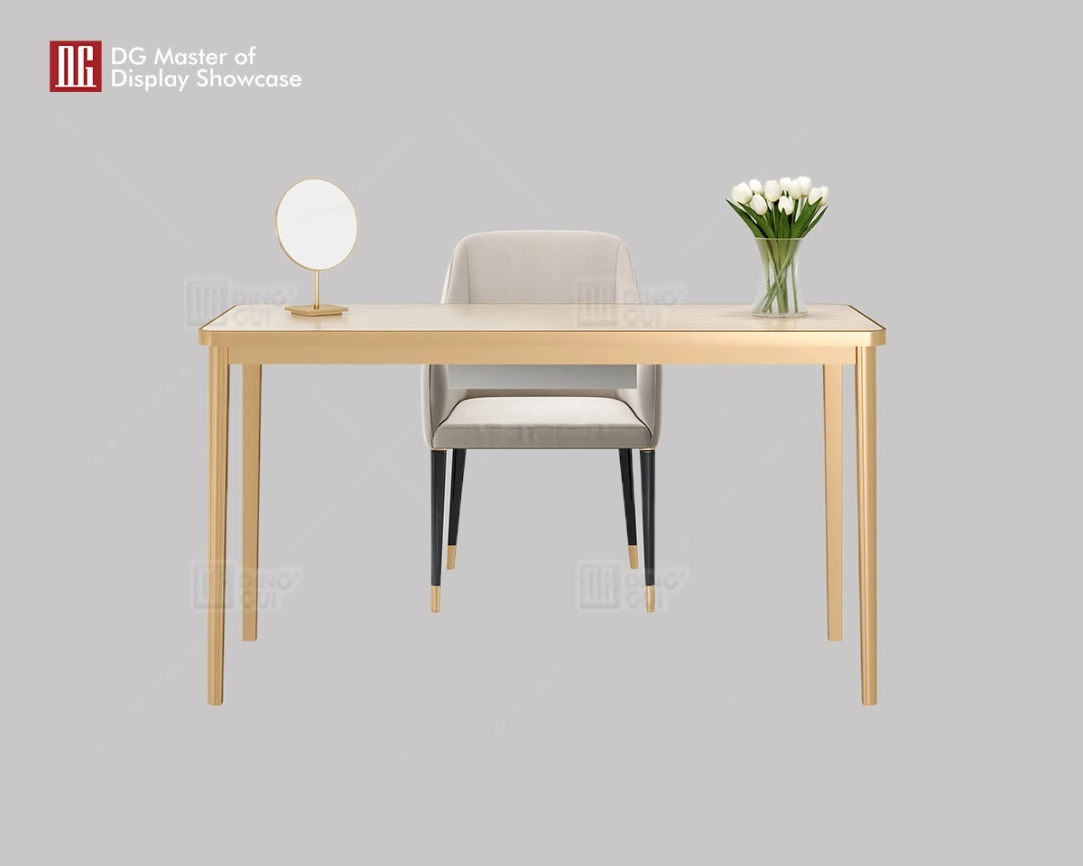 DG Display Showcase Newly Designed Natural Travertine Negotiation Table Experience Table 1