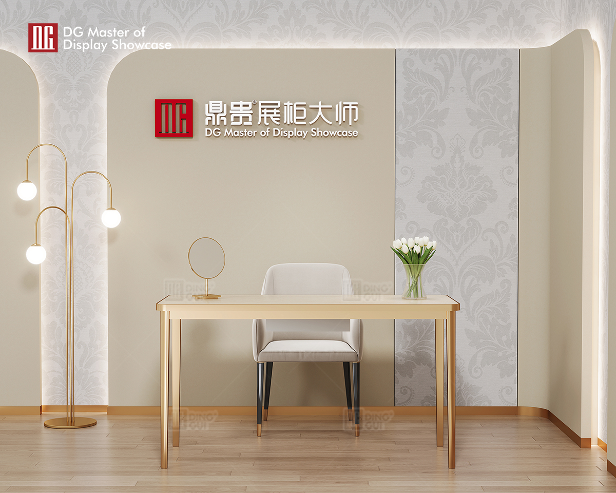 DG Display Showcase Newly Designed Natural Travertine Negotiation Table Experience Table 9