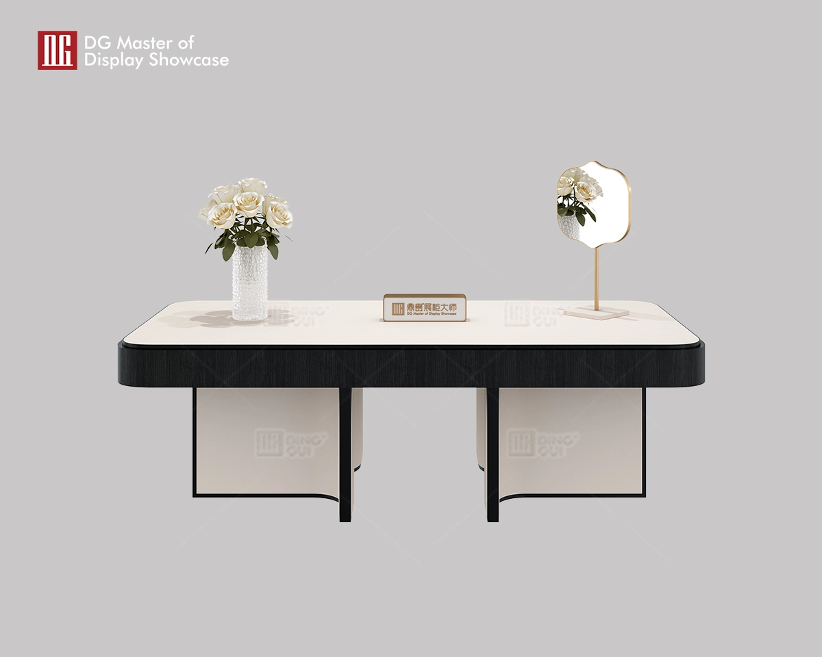 DG Display Showcase new off-white leather VIP side table experience table 1