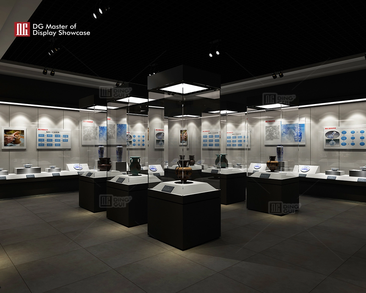 DG Showcase Factory Classical Museum Glass Showcase Museum Mga Libreng Standing Showcase 1