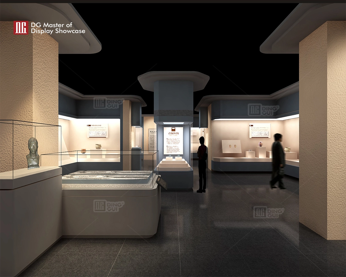 Ang high-end na museo ng DG Showcase ay nagpapakita ng full vision glass display cabinet na antigong dekorasyon 1