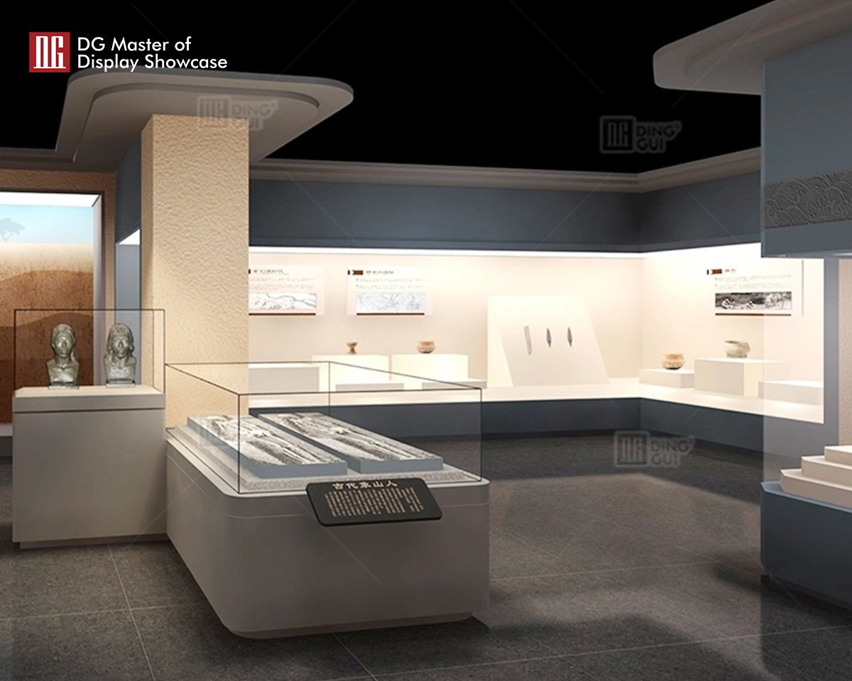 Ang high-end na museo ng DG Showcase ay nagpapakita ng full vision glass display cabinet na antigong dekorasyon 8