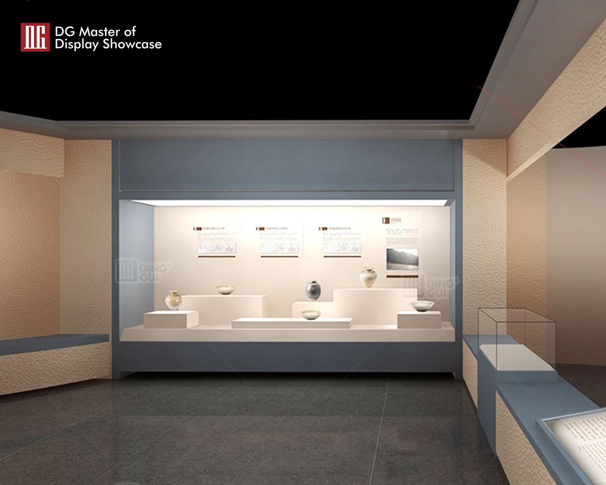 Ang high-end na museo ng DG Showcase ay nagpapakita ng full vision glass display cabinet na antigong dekorasyon 10