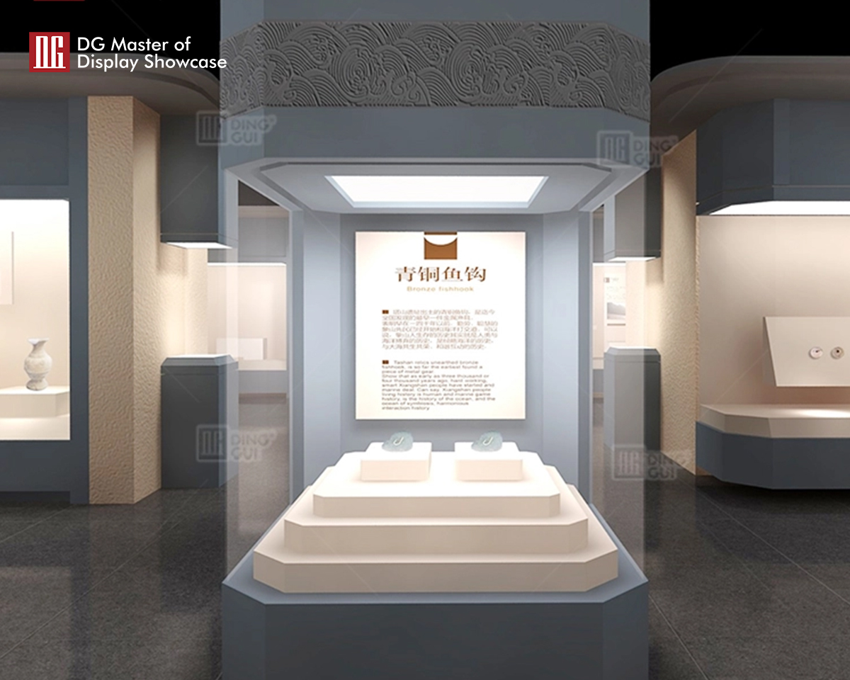 Ang high-end na museo ng DG Showcase ay nagpapakita ng full vision glass display cabinet na antigong dekorasyon 12