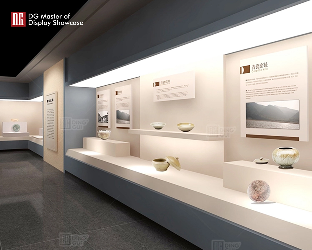 Ang high-end na museo ng DG Showcase ay nagpapakita ng full vision glass display cabinet na antigong dekorasyon 9