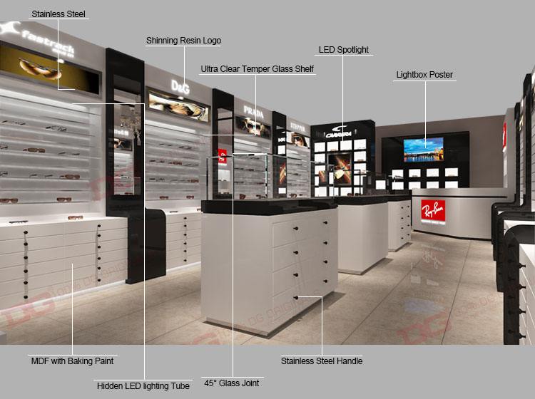 DG Showcase Luxury Optical Display Showcase White Wooden Sunglass Manufacturer 4