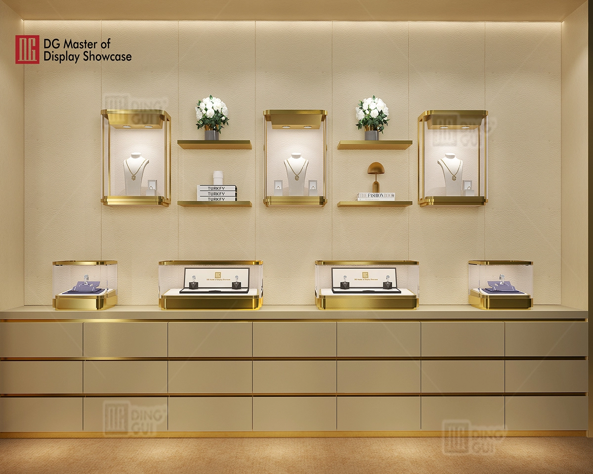 DG showcase customized luxury pandekorasyon disenyo tindahan ng alahas display cabinet 1