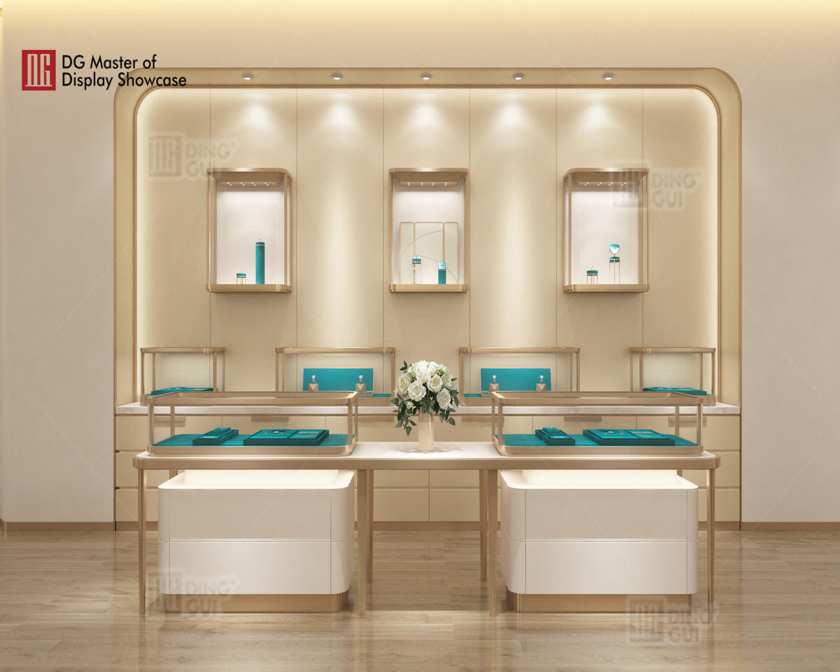 DG showcase customized luxury pandekorasyon disenyo tindahan ng alahas display cabinet 7