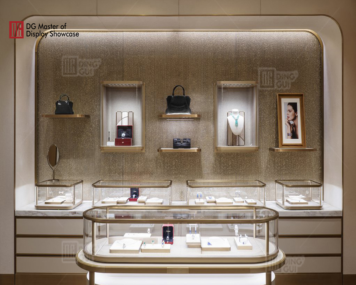DG showcase customized luxury pandekorasyon disenyo tindahan ng alahas display cabinet 9