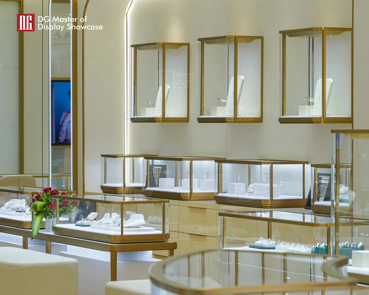 DG showcase customized luxury pandekorasyon disenyo tindahan ng alahas display cabinet 10