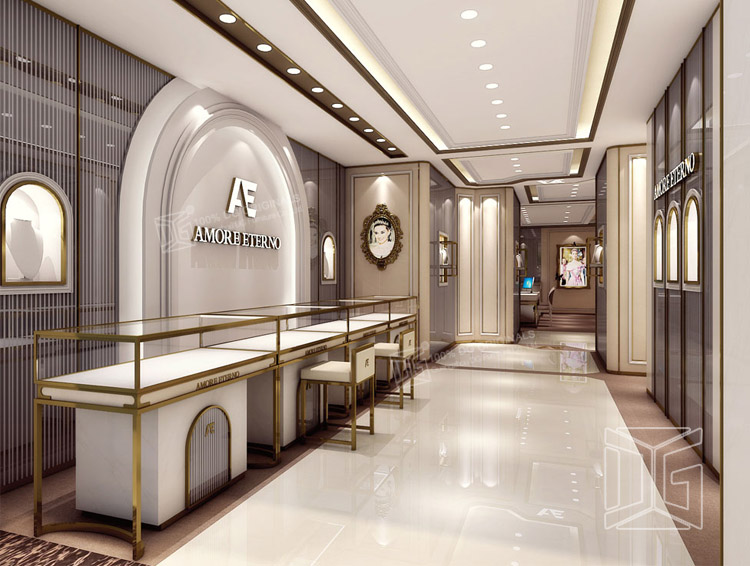  Tindahan ng Temper Glass Alahas Display Cabinet