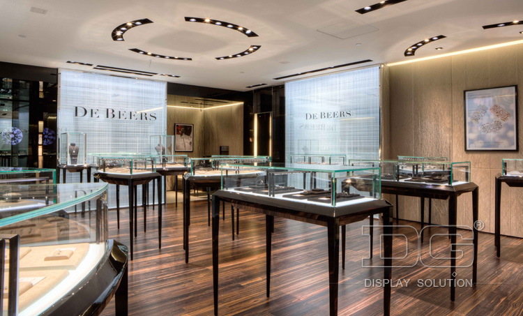 Black Sit Down Clear Glass Jewelry Display Case