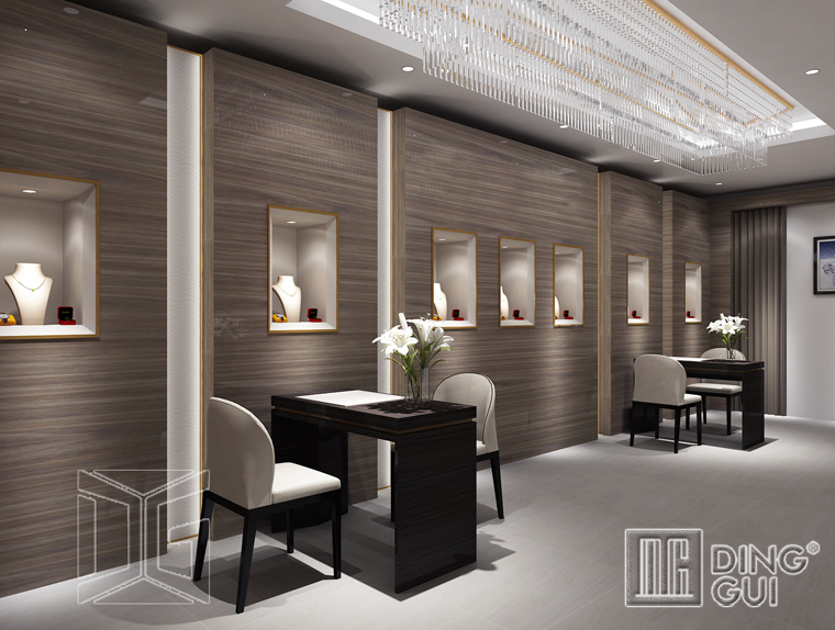 DG Showcase Luksus smykkedisplay i glas vægmonteret design 6