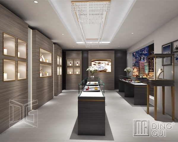 DG Showcase Luksus smykkedisplay i glas vægmonteret design 1