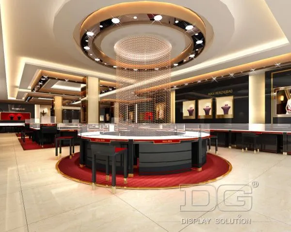 خزانة عرض المجوهرات الدائرية الراقية من DG بتصميم متجر فاخر 1