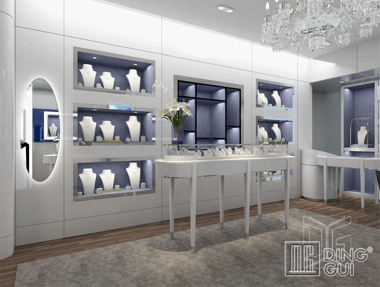 DG Showcase Custom free standing na mga alahas na nagpapakita ng modernong cabinet company 6