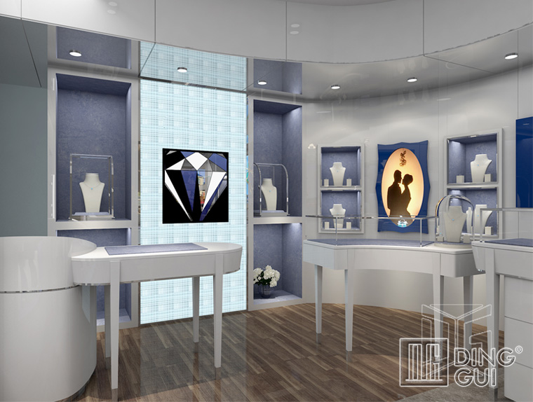 DG Showcase Custom free standing na mga alahas na nagpapakita ng modernong cabinet company 5