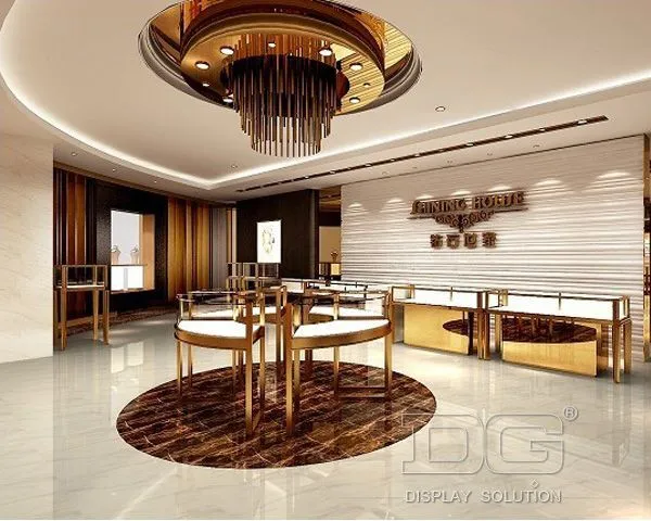 DG Showcase Προσαρμοσμένη εσωτερική διακόσμηση καταστήματος πολυτελών κοσμημάτων 1