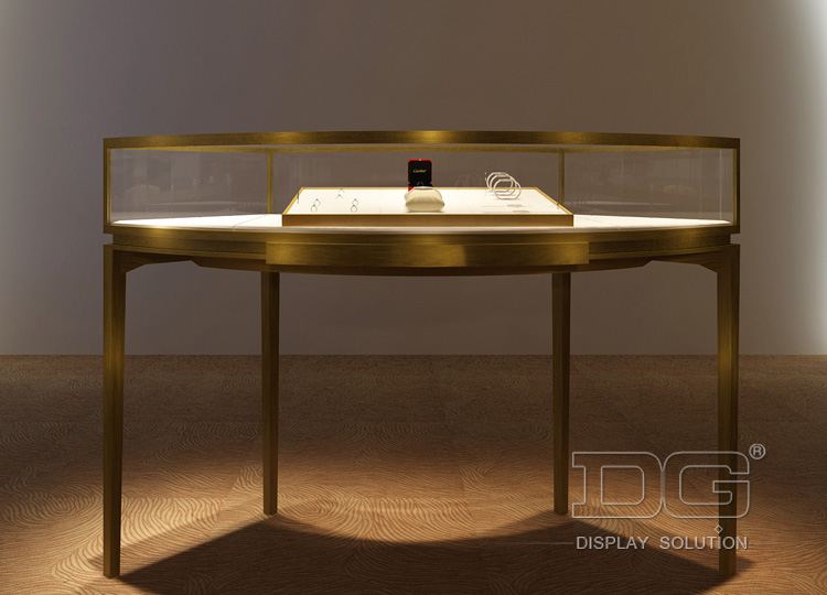 Gold Aluminum Jewelry Glass Display Case