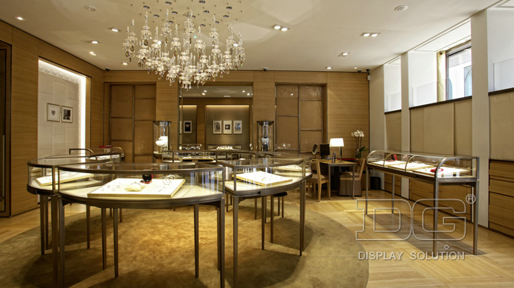 Luxury Gold Aluminum Jewelry Glass Display Case