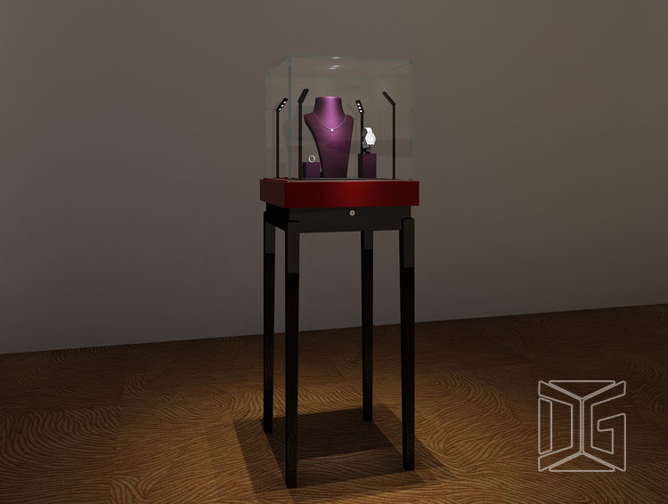 သစ်သား Tenper Glass Jewelry Tower Showcase သစ်သား Tenper Glass Jewelry Tower Showcase